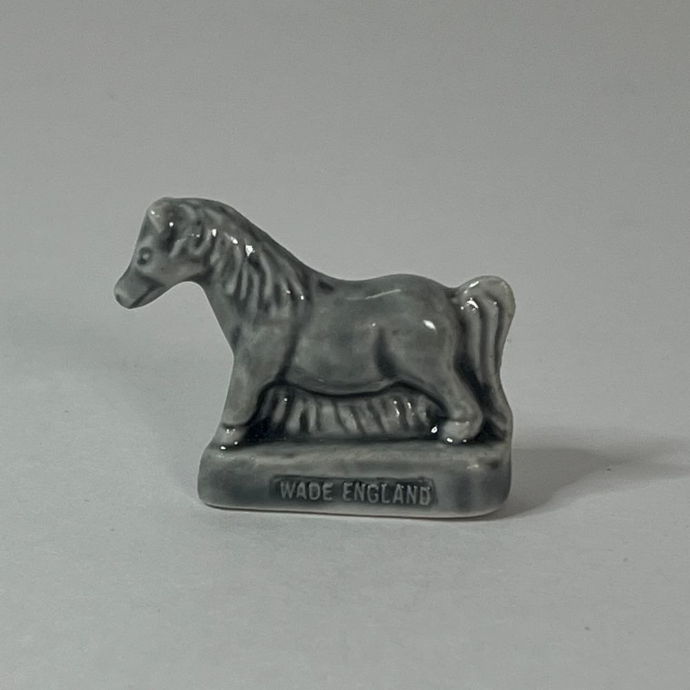 Wade England Miniature Horse Pony Figurine Gray Red Rose Tea Whimsie Collectible